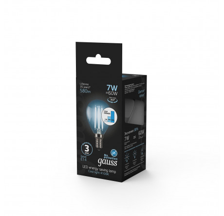 Gauss LED Filament Шар E14 7W 580lm 4100K 1/10/50 105801207 Ламп GAUSS - pestovo-experts.ru – фото 1