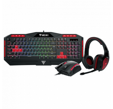 Gamdias POSEIDON M1 (мембранная USB, 5 кнопок, 3200 DPI,  Набор игровые клавиатура, мышь и гарнитура Asus - pestovo-experts.ru – фото 1