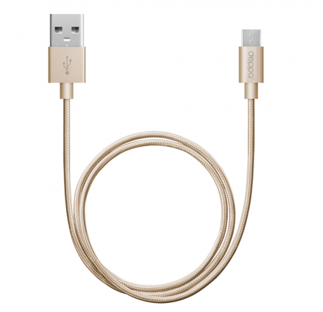Deppa Alum USB Type-C - USB Type-C, алюминий/нейлон, USB 2.0, 3A, 1.2м, 1.2м, золото, Deppa 7 Кабель DEPPA - pestovo-experts.ru – фото 1