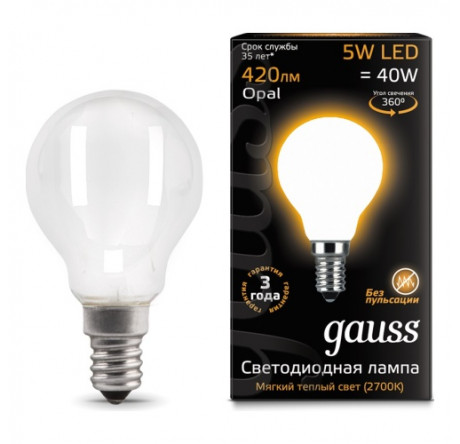 GAUSS LED FILAMENT GLOBE E14 5W GAUSS - pestovo-experts.ru – фото 1