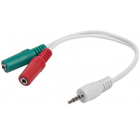 Gembird CCA-417W, джек3.5 4pin->джек3.5 стерео + 3.5 микрофон моно, длина 20см, белый	 Кабель  GEMBIRD - pestovo-experts.ru – фото 1