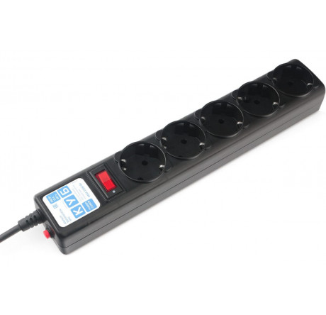 Сетефой фильтр Power Cube SPG5-10M 10 м 5 розеток черный графит  Power Cube - pestovo-experts.ru – фото 1