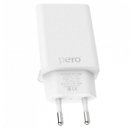 PERO TC02 2USB 2.1A белый СЗУ  PERO - pestovo-experts.ru – фото 1