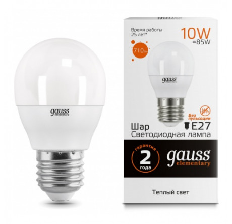 GAUSS LED ELEMENTARY ШАР 10W E27 GAUSS - pestovo-experts.ru – фото 1